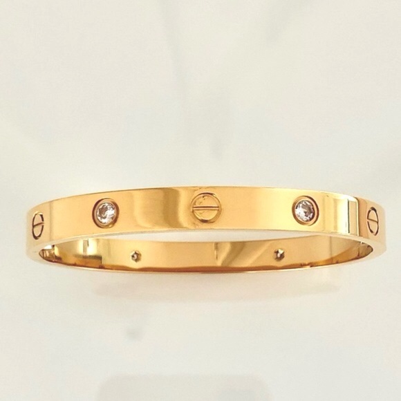 Gold Screw Bracelet 4 Zirconia Classic Model - Picture 3 of 11